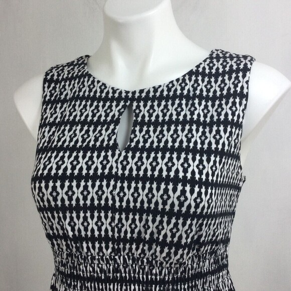 Soma Womens Dress Black White Print Sleeveless Keyhole Front Back Sz Medium - Picture 10 of 11